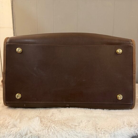 Vtg Diane von Furstenberg Brown Travel Bag Adjustable Strap W/ Brass Hardware - Picture 9 of 13
